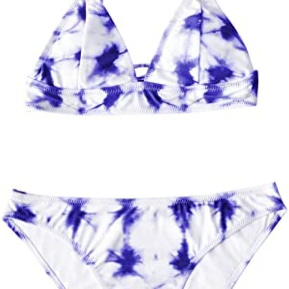 CUPSHE Women's Bikini Set Tie Dye Lace Up Back Two Piece Swimsuit - Picture 4 of 5
